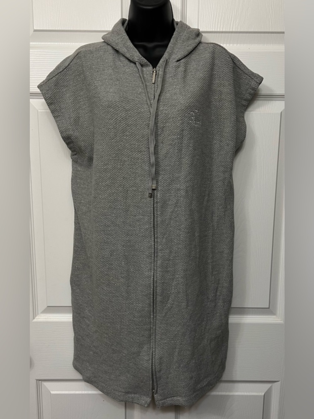 LAUREN RALPH LAUREN Gray Sleeveless Zip Hoodie Dress M  Tennis Core Preppy